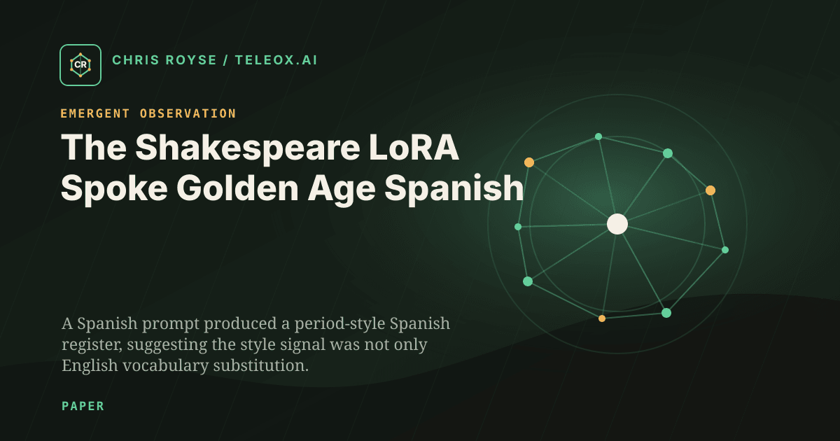 The Shakespeare LoRA Spoke Golden Age Spanish - Teleox.ai field note thumbnail